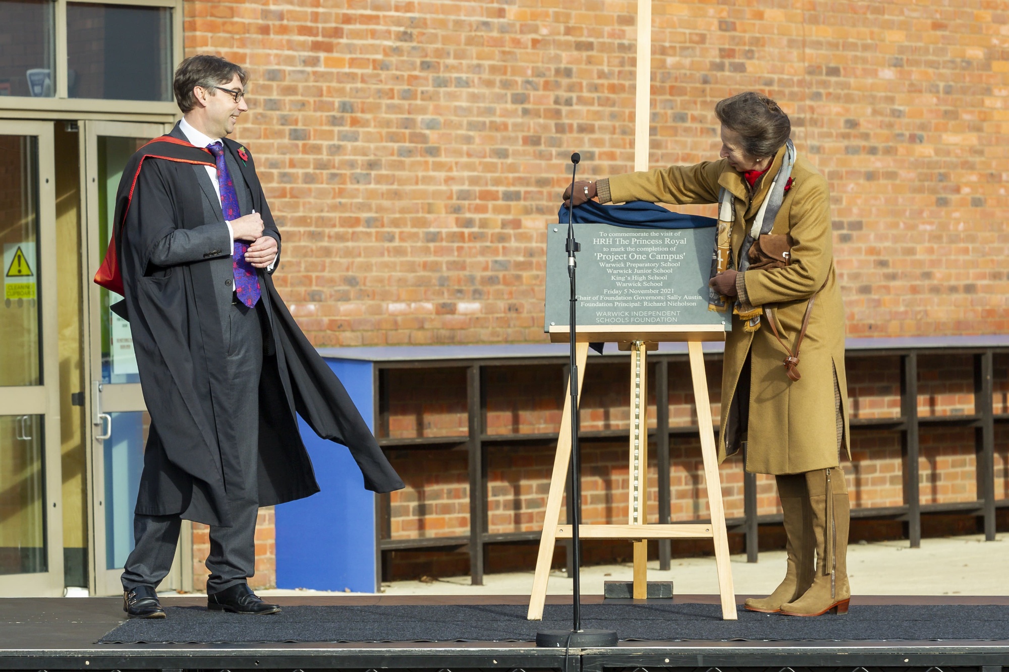 HRH The Princess Royal unveiling a plaque dedicated to Project One Campus