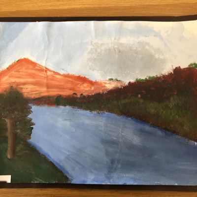Acrylic Landscape - Elliot, Year 6 - Coten End Primary School